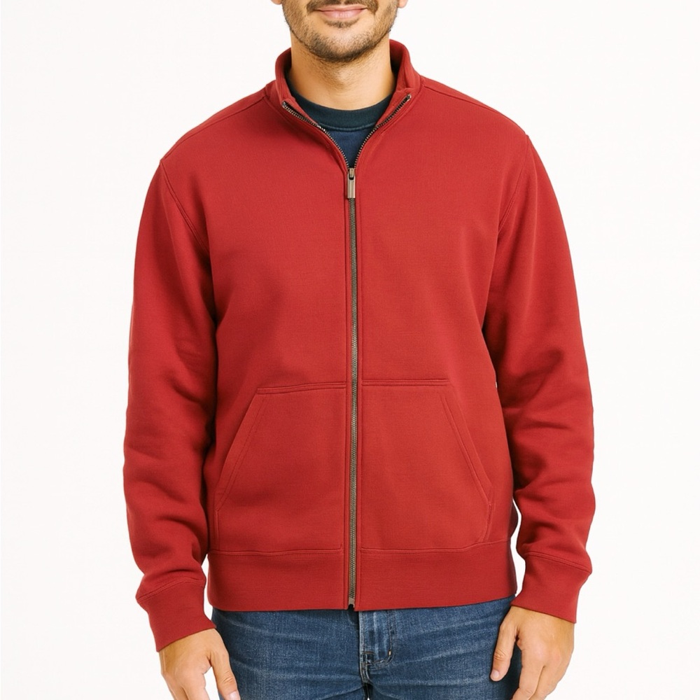 L.L. Bean Men’s M Red Full Zip Sweatshirt Jacket Cotton Blend Peru Classic 2000s